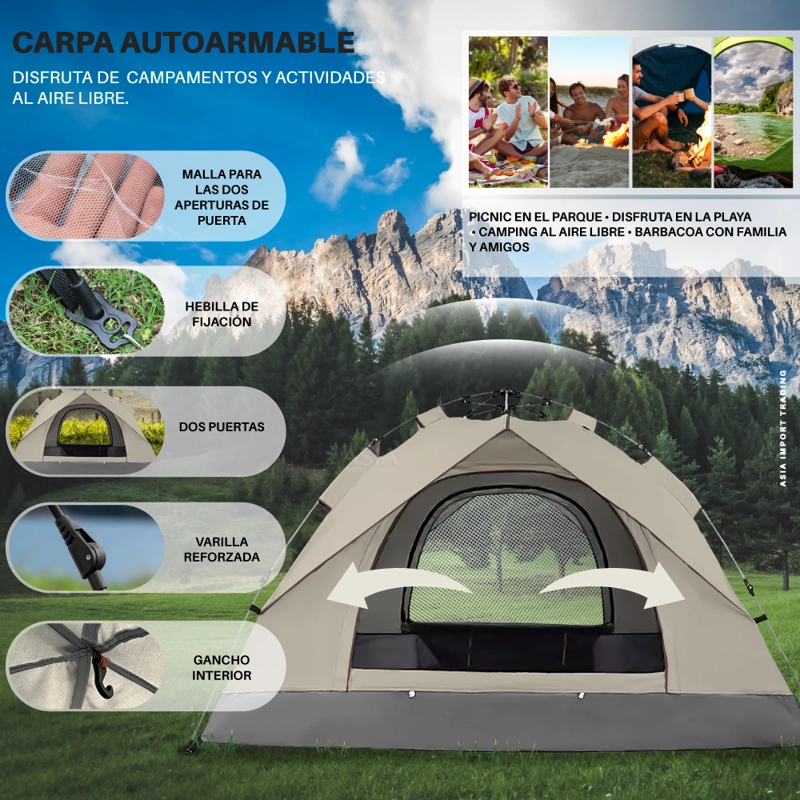 CARPA IGLU COMPACTA PARA 2-3 PERSONAS COLOR BEIGE - 2