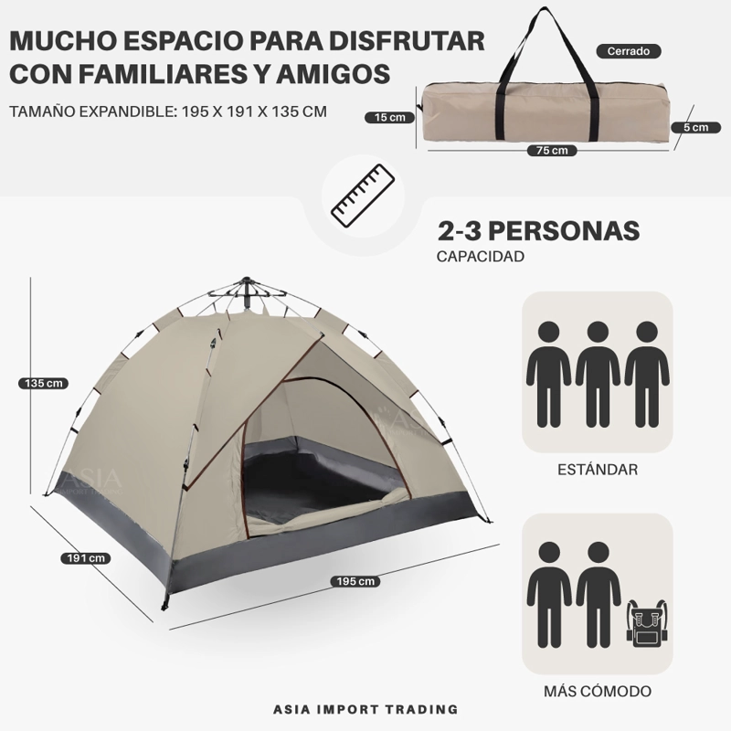 CARPA IGLU COMPACTA PARA 2-3 PERSONAS COLOR BEIGE - 4