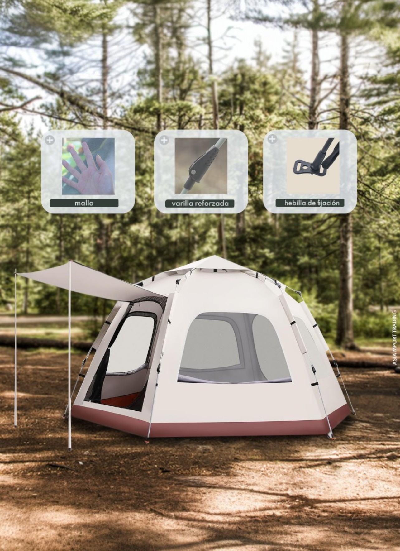 CARPA AUTOMATICA HEXAGONAL 280X280 CM 4-6 PERSONAS - 2