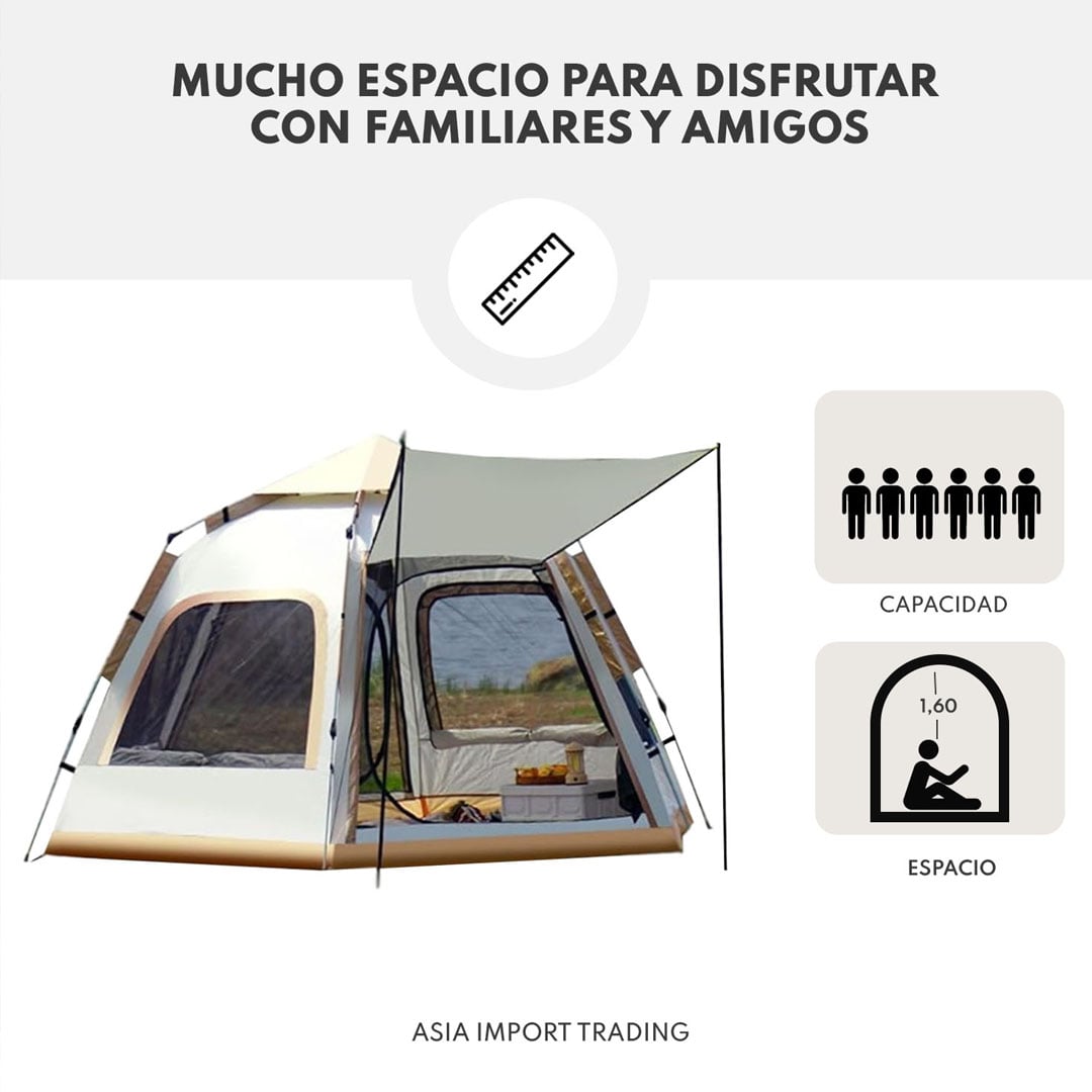 CARPA AUTOMATICA 4 PERSONAS 240X240CM DOBLE CAPA CAMPING - 3
