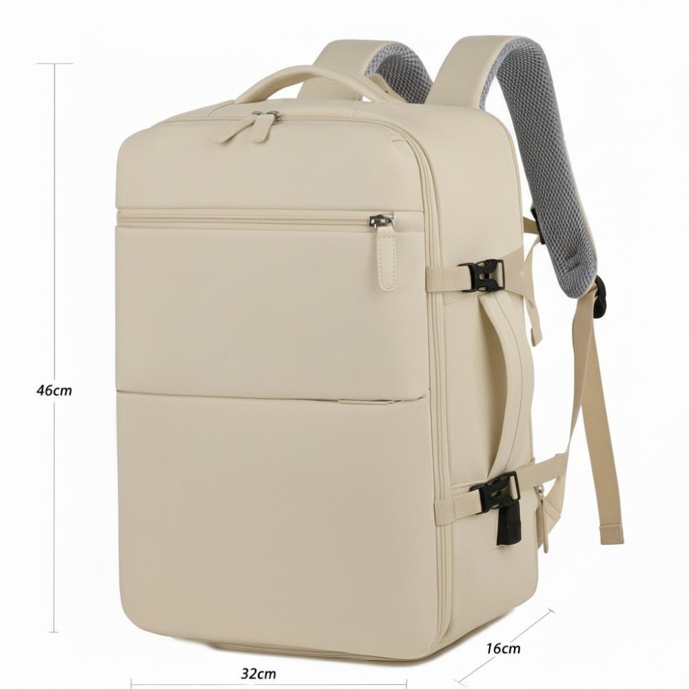 MOCHILA DE VIAJE EXPANDIBLE COLOR BEIGE - 2