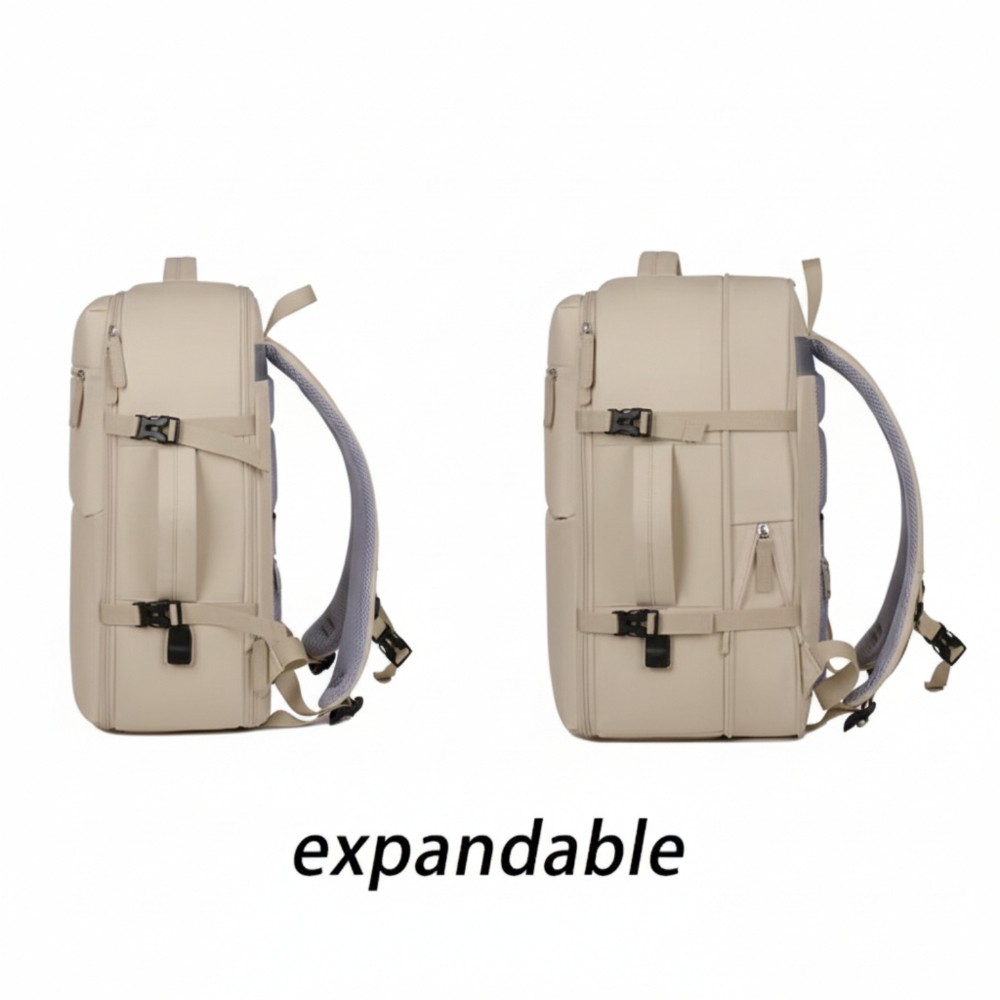 MOCHILA DE VIAJE EXPANDIBLE COLOR BEIGE - 4