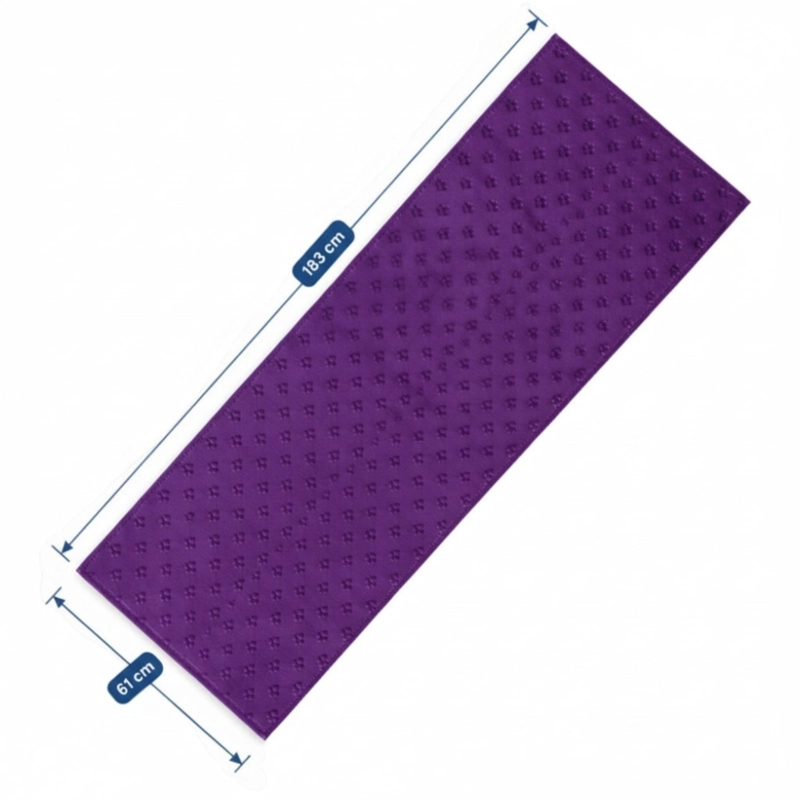 TOALLA DE YOGA PREMIUM ANTIDESLIZANTE 183X61 CM DE MICROFIBRA SECADO RAPIDO MORADA - 2