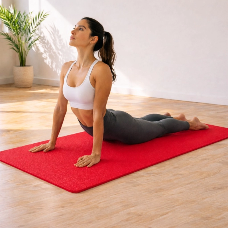 MAT DE YOGA ROJO 6 MM TEXTURADO ANTIDESLIZANTE PARA ENTRENAMIENTO - 2