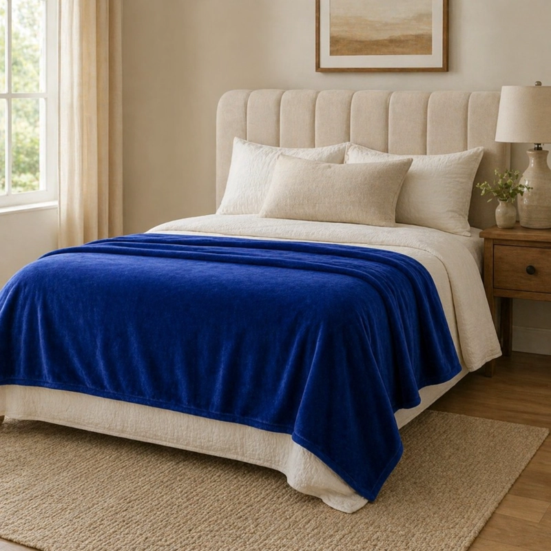 MANTA POLAR PLUSH AZUL 200X230 CM SUAVE PARA CAMA Y SOFA - 2