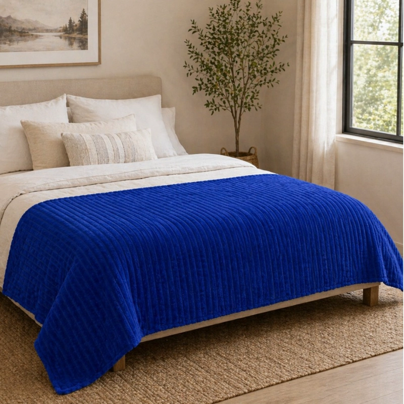 MANTA POLAR ACANALADA PURPLES AZUL 200X230 CM - 2