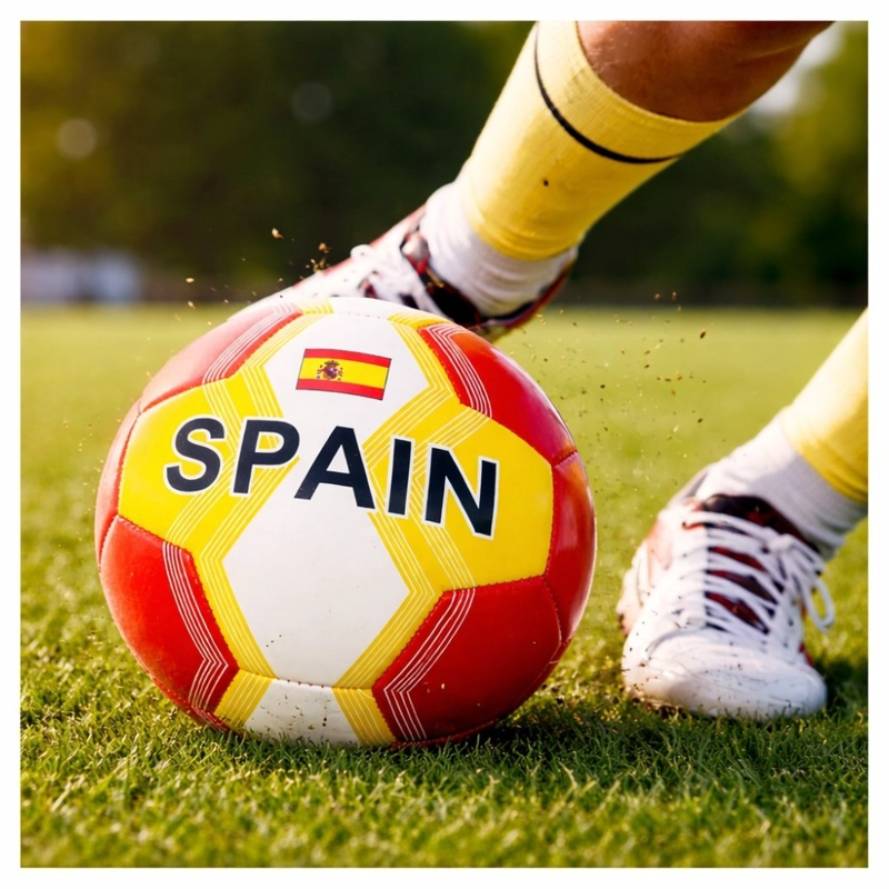 PELOTA DE FUTBOL N°5 ESPAÑA ROJO AMARILLO 20 CM RECREATIVA - 4