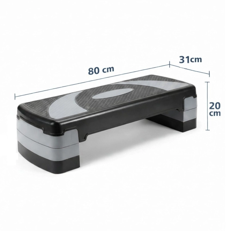 STEP AEROBICO AJUSTABLE 3 ALTURAS PWRFITNESS 80X31 CM ANTIDESLIZANTE NEGRO/GRIS - 2