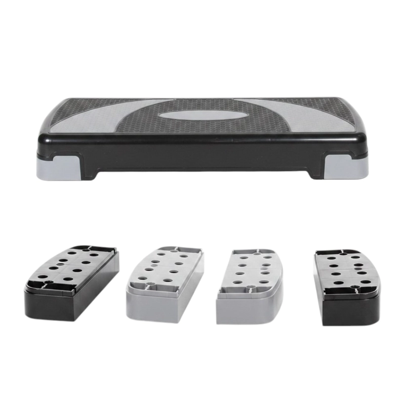 STEP AEROBICO AJUSTABLE 3 ALTURAS PWRFITNESS 80X31 CM ANTIDESLIZANTE NEGRO/GRIS - 4