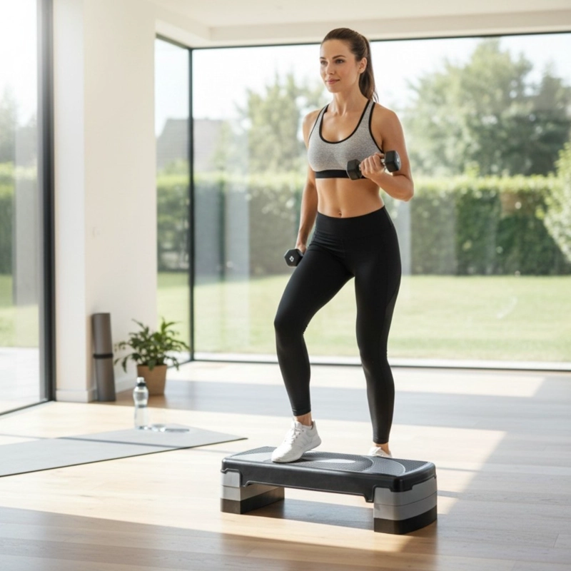 STEP AEROBICO AJUSTABLE 3 ALTURAS PWRFITNESS 80X31 CM ANTIDESLIZANTE NEGRO/GRIS - 5