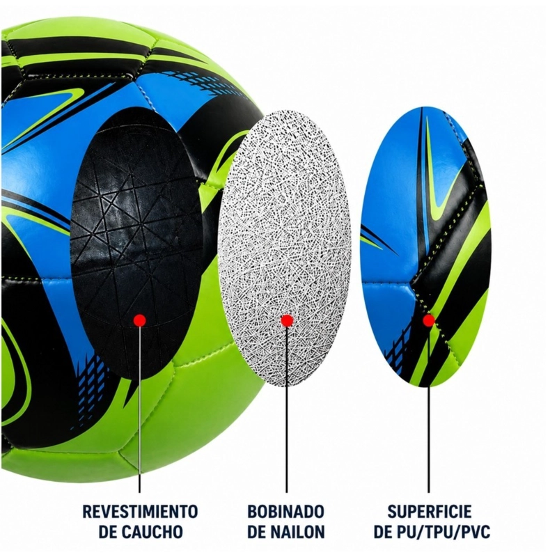 PELOTA DE FUTBOL N°5 VERDE AZUL NEGRO RESISTENTE PARA ENTRENAMIENTO Y RECREACION - 2