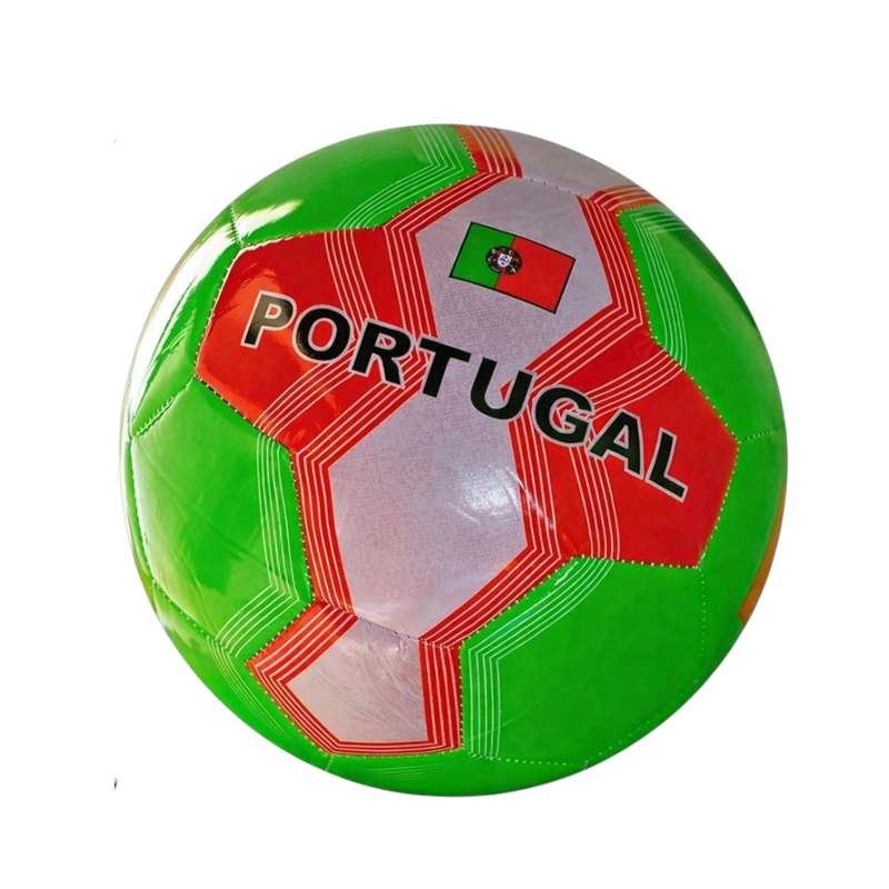 PELOTA DE FUTBOL N°5 PORTUGAL VERDE ROJO 20 CM RECREATIVA - 1
