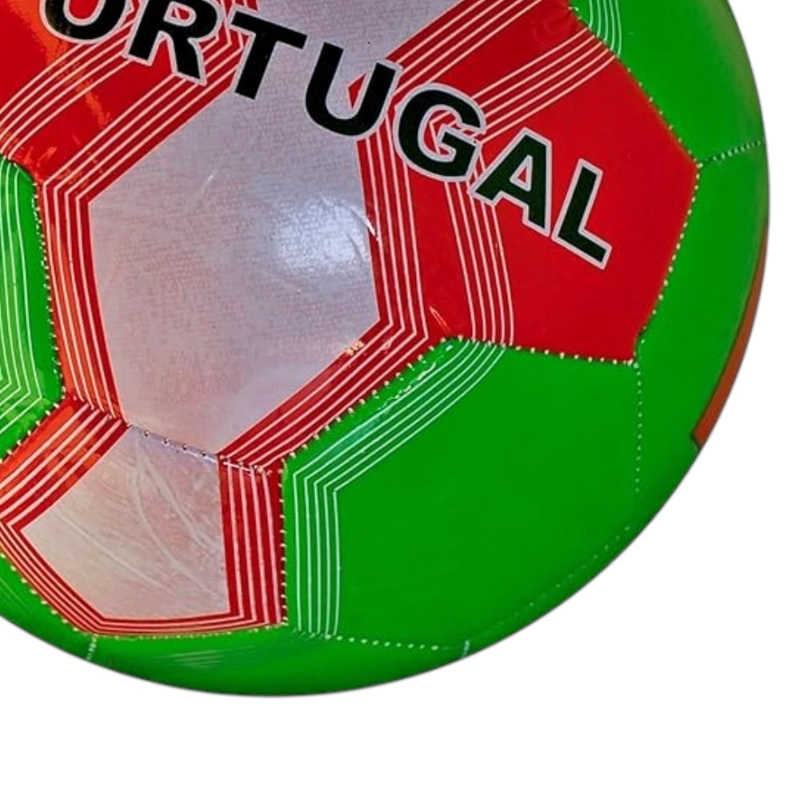 PELOTA DE FUTBOL N°5 PORTUGAL VERDE ROJO 20 CM RECREATIVA - 2