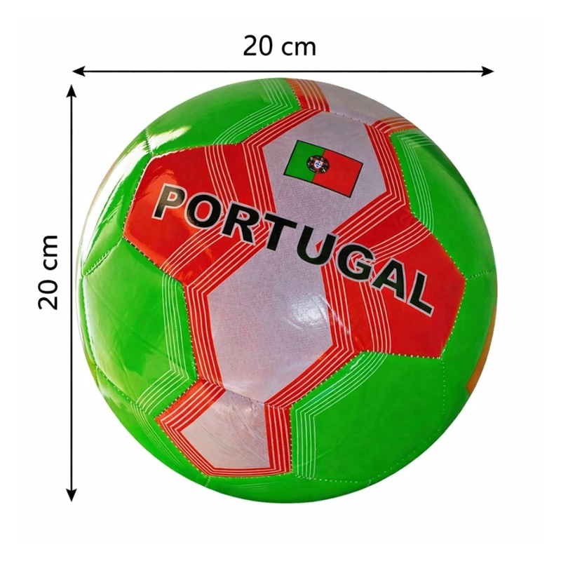 PELOTA DE FUTBOL N°5 PORTUGAL VERDE ROJO 20 CM RECREATIVA - 3
