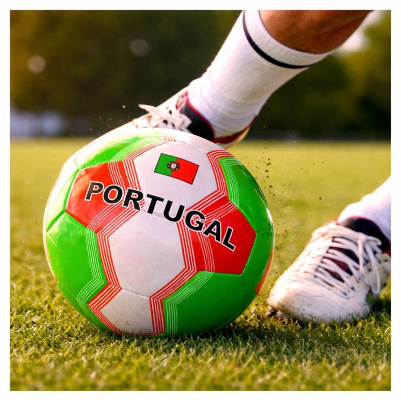 PELOTA DE FUTBOL N°5 PORTUGAL VERDE ROJO 20 CM RECREATIVA - 4