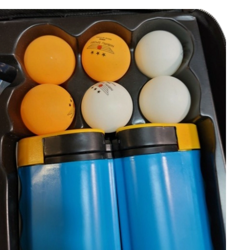 SET PING PONG PWRFITNESS 4 PALETAS + RED RETRACTIL + 6 PELOTAS CON ESTUCHE - 4