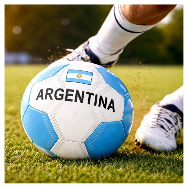 PELOTA DE FUTBOL N°5 ARGENTINA CELESTE BLANCO 20 CM RECREATIVA - 4