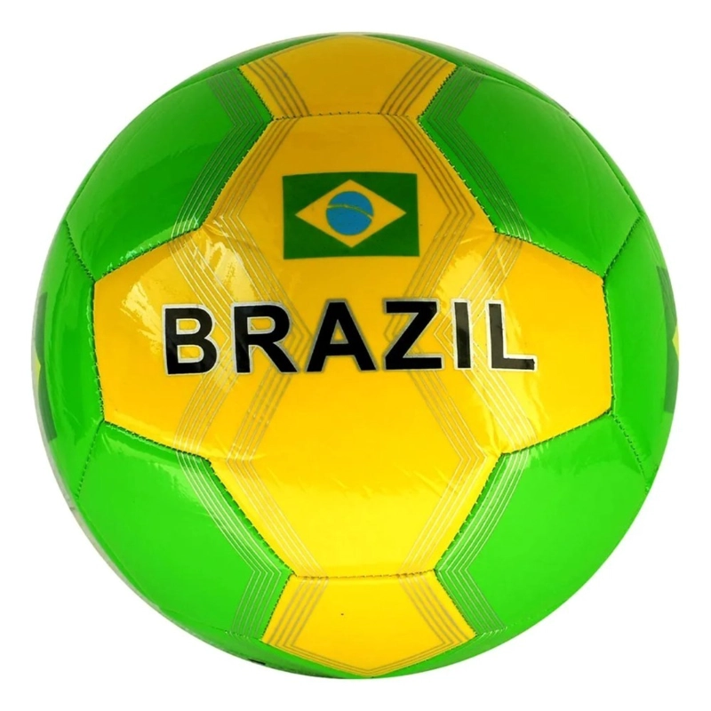 PELOTA DE FUTBOL N°5 BRASIL VERDE AMARILLO RECREATIVA 20 CM - 1