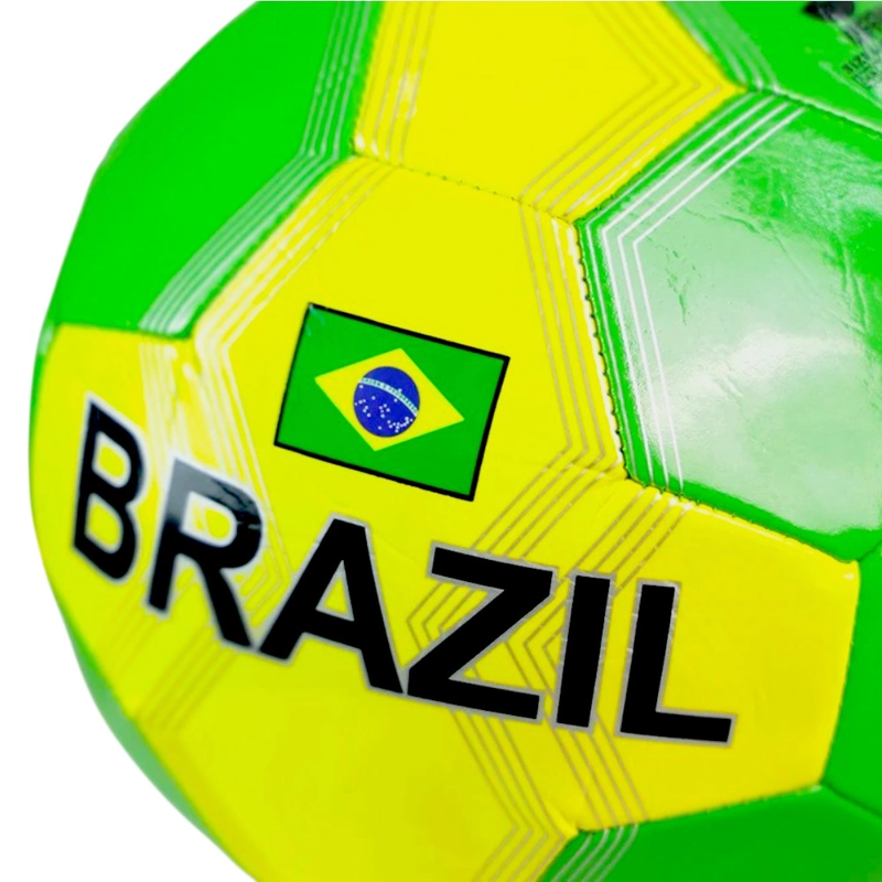 PELOTA DE FUTBOL N°5 BRASIL VERDE AMARILLO RECREATIVA 20 CM - 2
