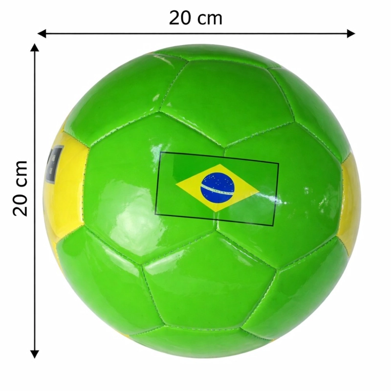 PELOTA DE FUTBOL N°5 BRASIL VERDE AMARILLO RECREATIVA 20 CM - 3
