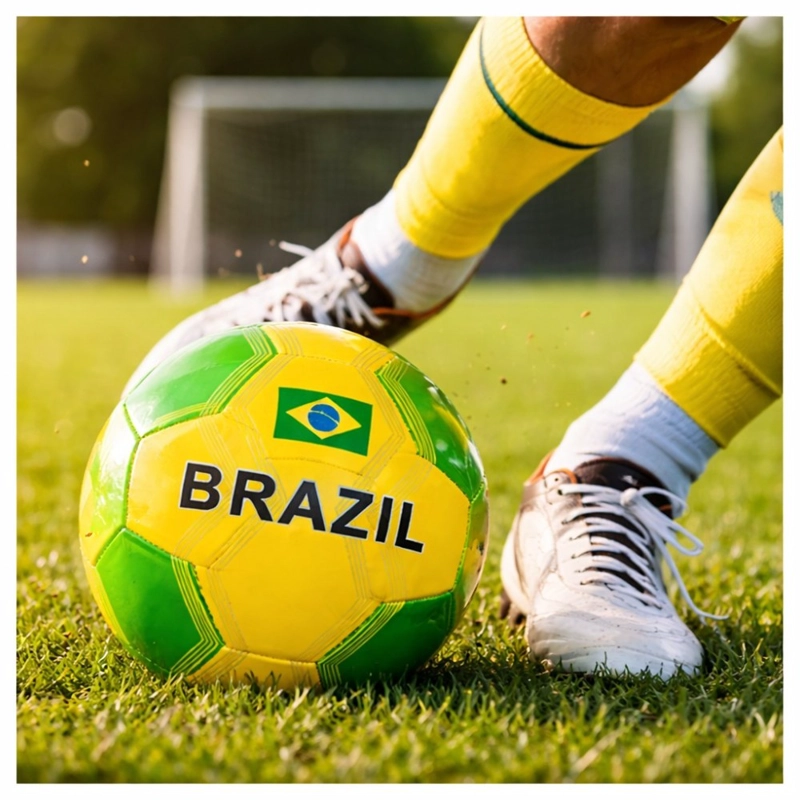 PELOTA DE FUTBOL N°5 BRASIL VERDE AMARILLO RECREATIVA 20 CM - 4