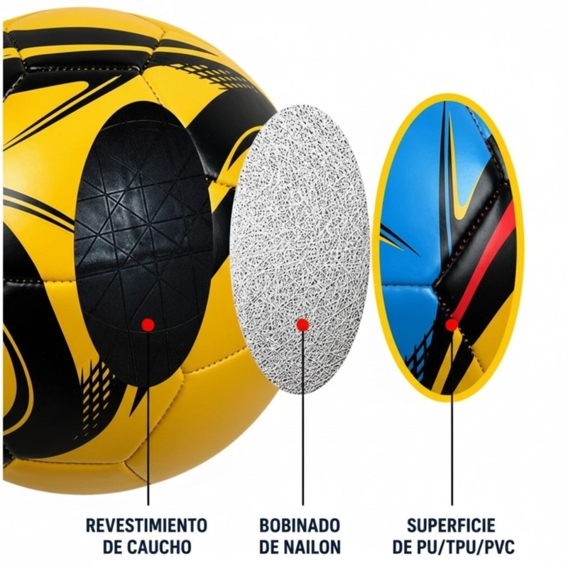 PELOTA DE FUTBOL N°5 AMARILLO AZUL NEGRO RESISTENTE PARA ENTRENAMIENTO Y RECREACION - 2