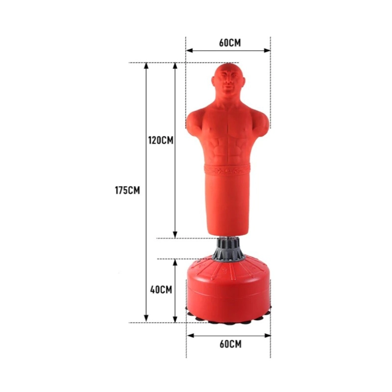 SACO DE BOXEO CON BASE PWRFITNESS MANIQUI DE ENTRENAMIENTO 175 CM ROJO - 4