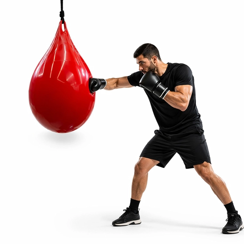 PERA DE BOXEO RELLENABLE CON AGUA ROJA PVC PORTATIL PARA ENTRENAMIENTO - 3