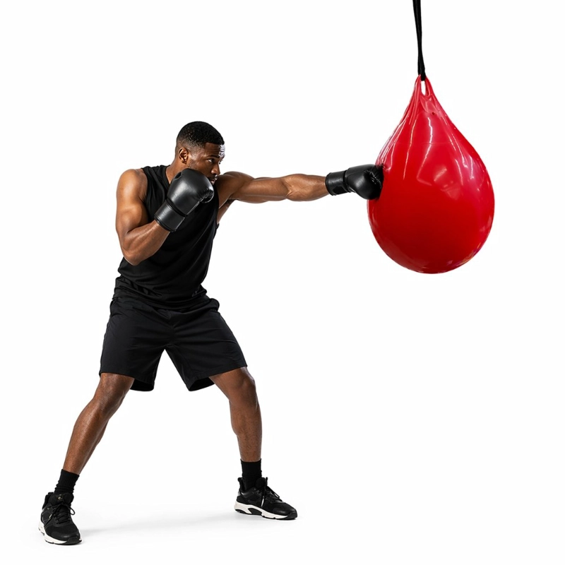 PERA DE BOXEO RELLENABLE CON AGUA ROJA PVC PORTATIL PARA ENTRENAMIENTO - 4