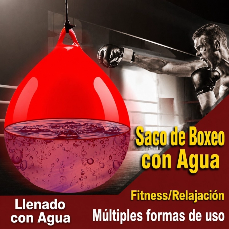 PERA DE BOXEO RELLENABLE CON AGUA ROJA PVC PORTATIL PARA ENTRENAMIENTO - 5