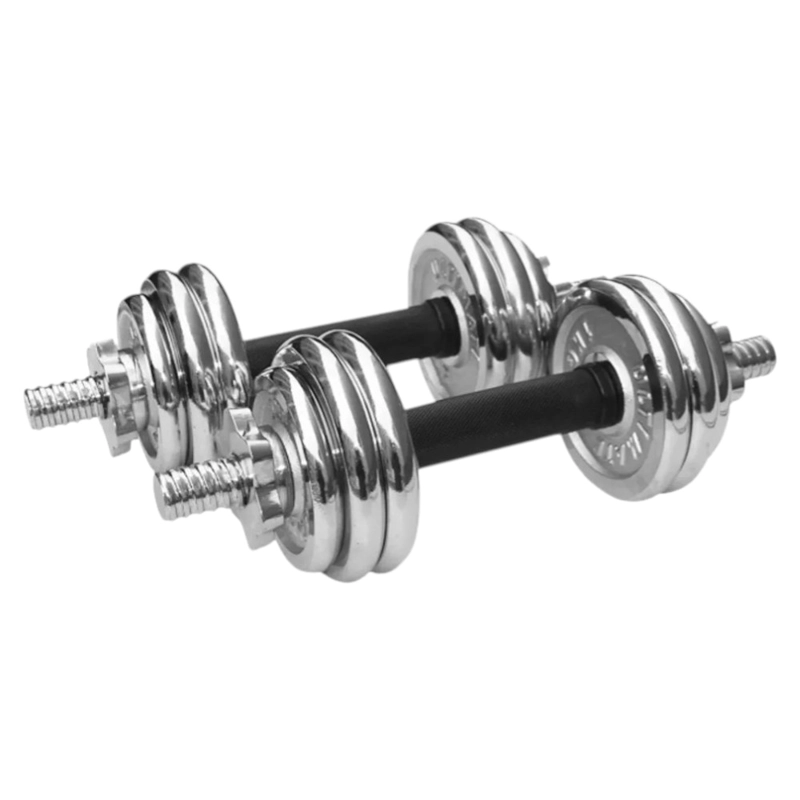 SET MANCUERNAS CROMADAS AJUSTABLES 20 KG CON MALETIN PWRFITNESS - 2