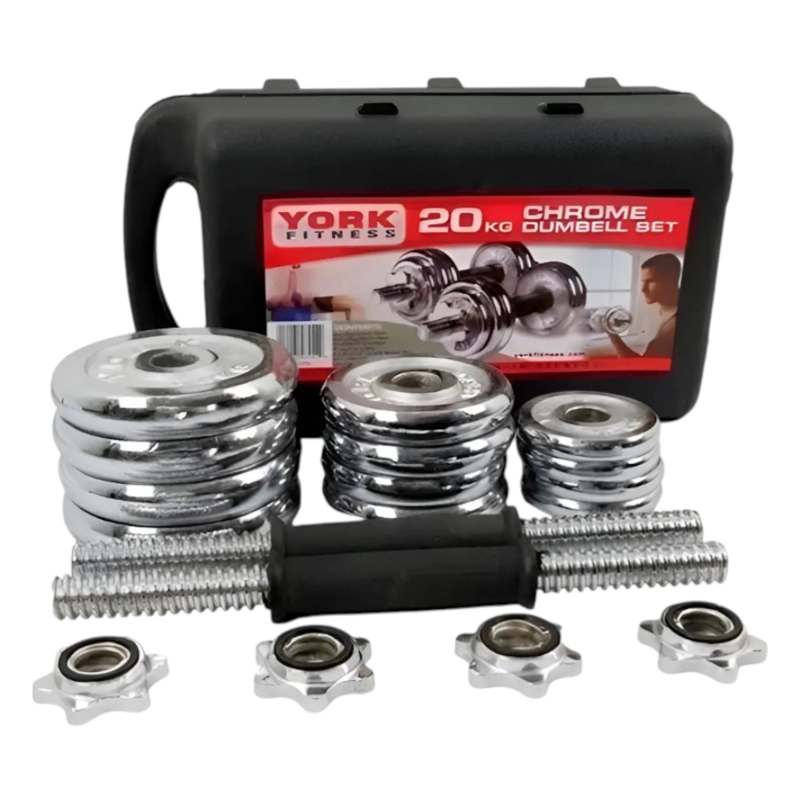 SET MANCUERNAS CROMADAS AJUSTABLES 20 KG CON MALETIN PWRFITNESS - 3