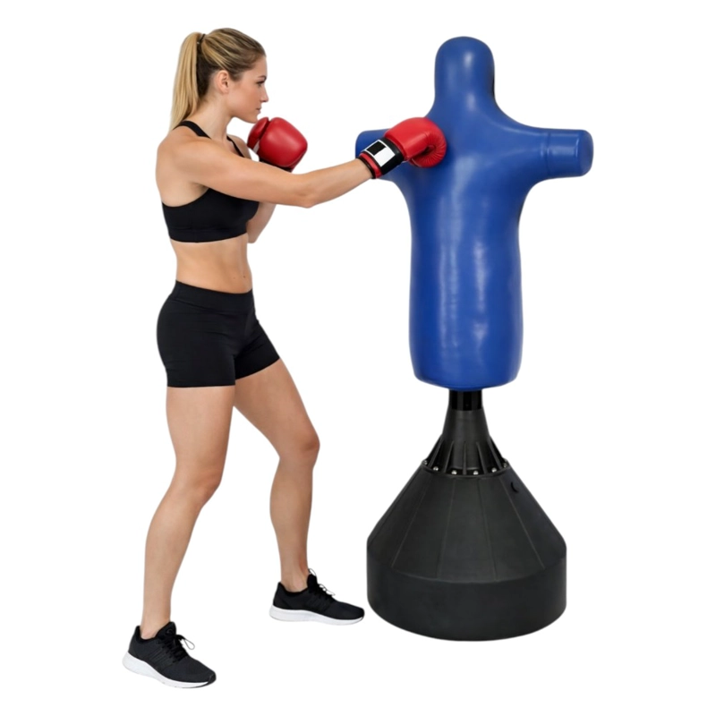 SACO DE BOXEO DE PIE PWRFITNESS MUÑECO ENTRENAMIENTO 175 CM AZUL - 2