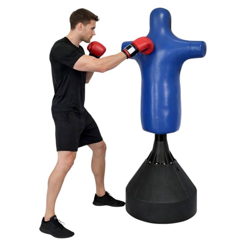 SACO DE BOXEO DE PIE PWRFITNESS MUÑECO ENTRENAMIENTO 175 CM AZUL - 3