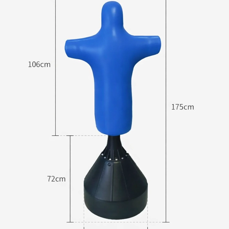 SACO DE BOXEO DE PIE PWRFITNESS MUÑECO ENTRENAMIENTO 175 CM AZUL - 4