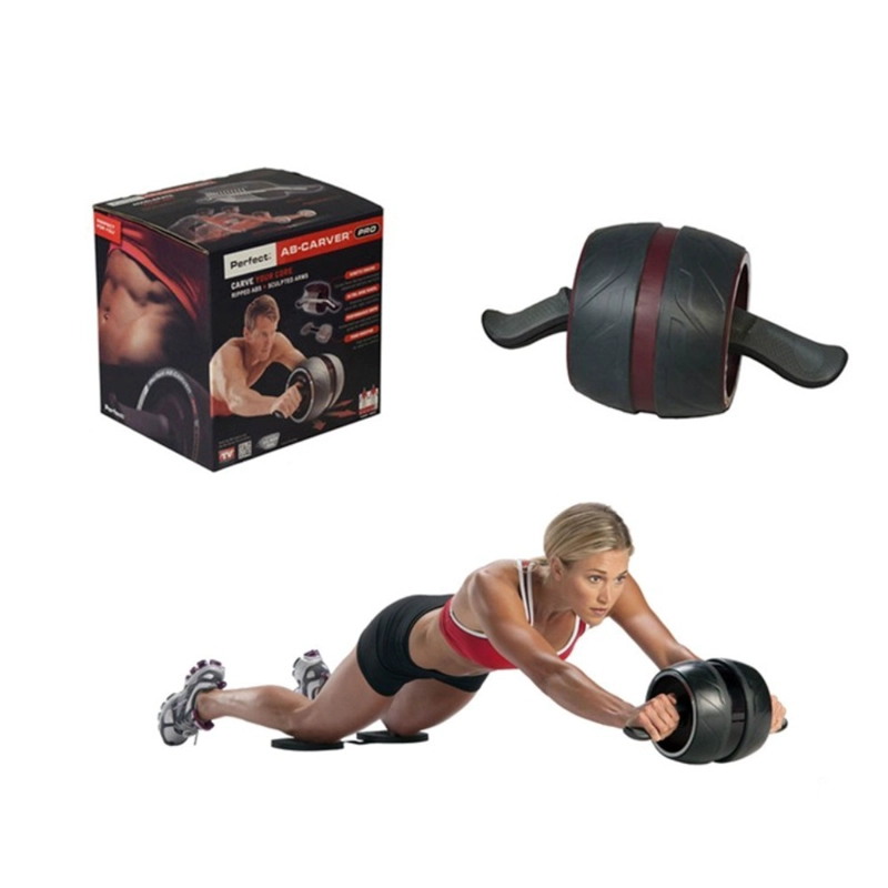 RUEDA ABDOMINAL DOBLE PWRFITNESS CON MANGOS ANTIDESLIZANTES NEGRO - 3