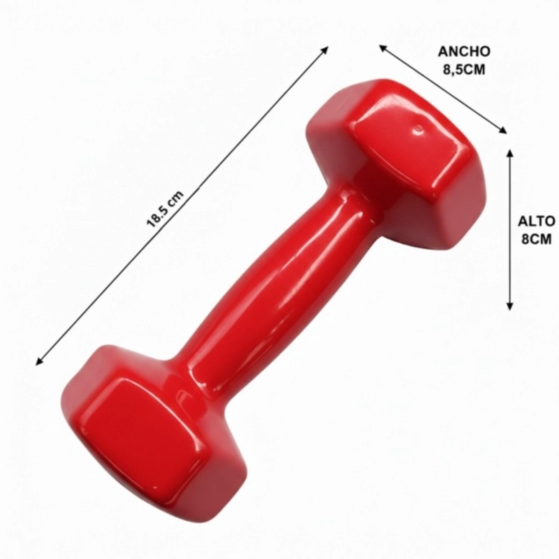 MANCUERNA HEXAGONAL PWRFITNESS 3 KG ROJA PARA TONIFICACION Y ENTRENAMIENTO FUNCIONAL - 3