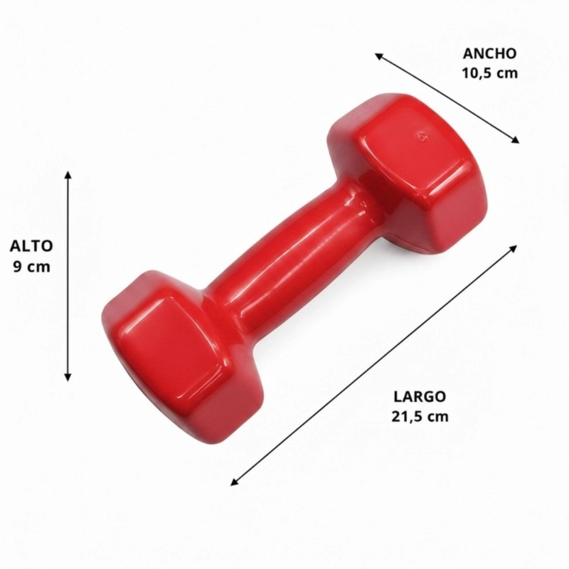 MANCUERNA HEXAGONAL PWRFITNESS 5 KG ROJA PARA FUERZA, TONIFICACION Y FITNESS - 2
