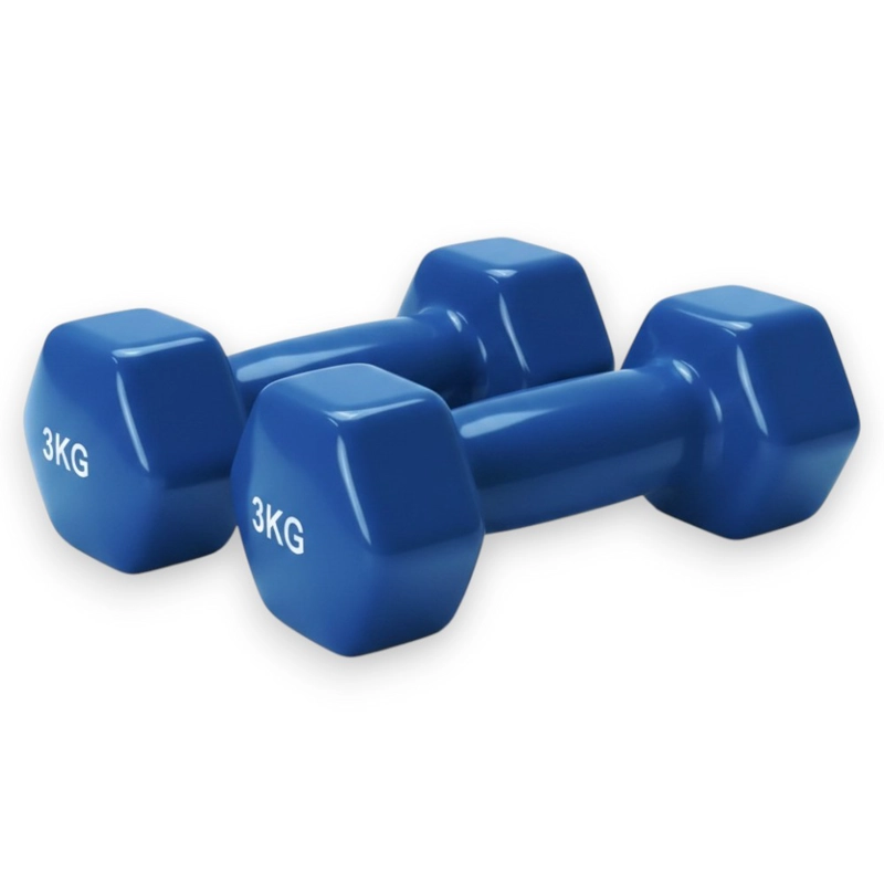 PACK 2 MANCUERNAS HEXAGONALES PWRFITNESS 3 KG AZUL PARA FITNESS Y FUERZA - 1