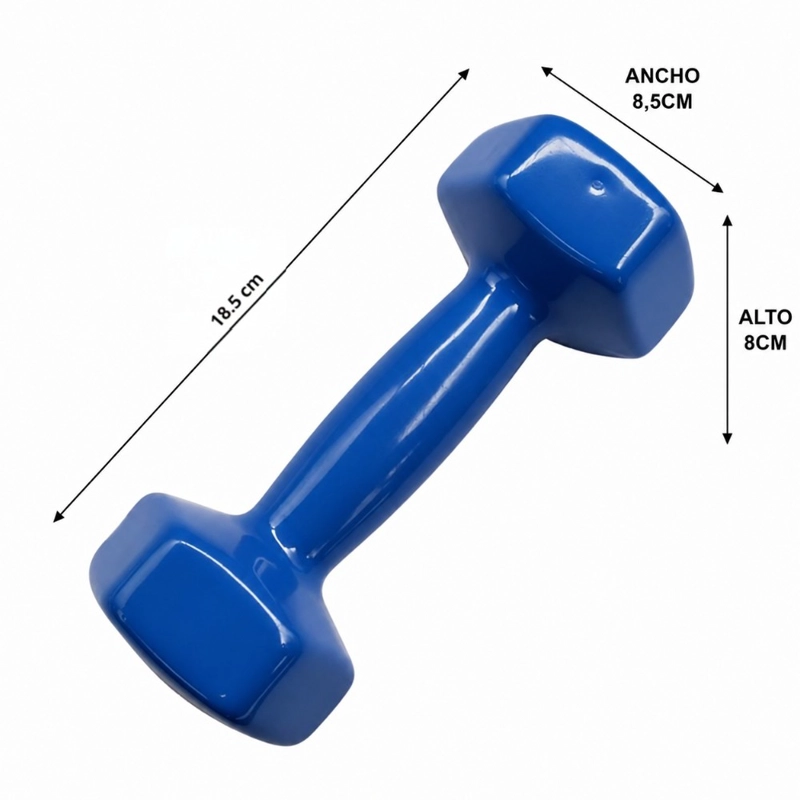 PACK 2 MANCUERNAS HEXAGONALES PWRFITNESS 3 KG AZUL PARA FITNESS Y FUERZA - 2