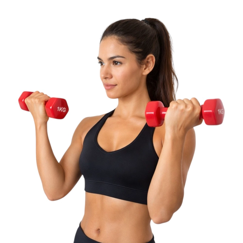 MANCUERNA HEXAGONAL PWRFITNESS 1 KG ROJA PARA TONIFICACION, FITNESS Y ENTRENAMIENTO EN CASA - 3
