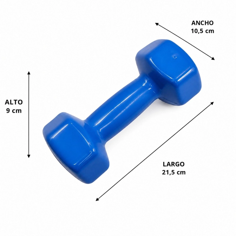 MANCUERNA HEXAGONAL PWRFITNESS 5 KG AZUL PARA FITNESS, FUERZA Y TONIFICACION - 2