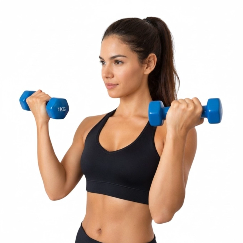 MANCUERNA HEXAGONAL PWRFITNESS 1 KG AZUL PARA FITNESS, TONIFICACION Y EJERCICIO EN CASA - 3