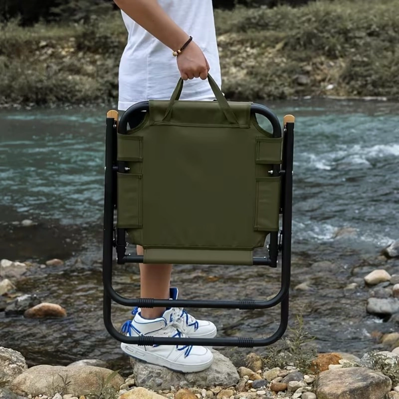 SILLA CAMPING PLEGABLE PWRFITNESS VERDE OUTDOOR CON APOYABRAZOS Y TRANSPORTE FACIL - 3