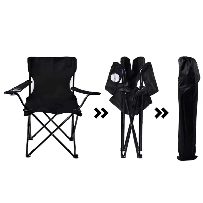 SILLA PLEGABLE CAMPING PWRFITNESS NEGRA CON PORTA VASO Y BOLSO - 3