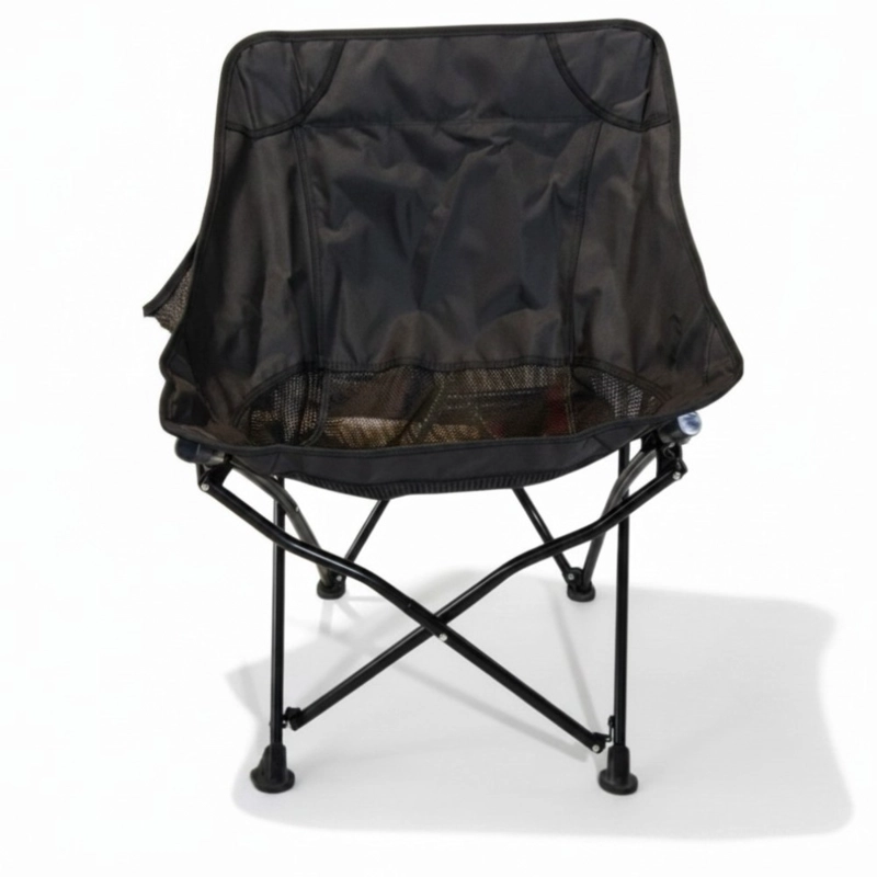SILLA PLEGABLE CAMPING PWRFITNESS NEGRA PORTATIL CON BOLSO Y BOLSILLO DE MALLA - 2