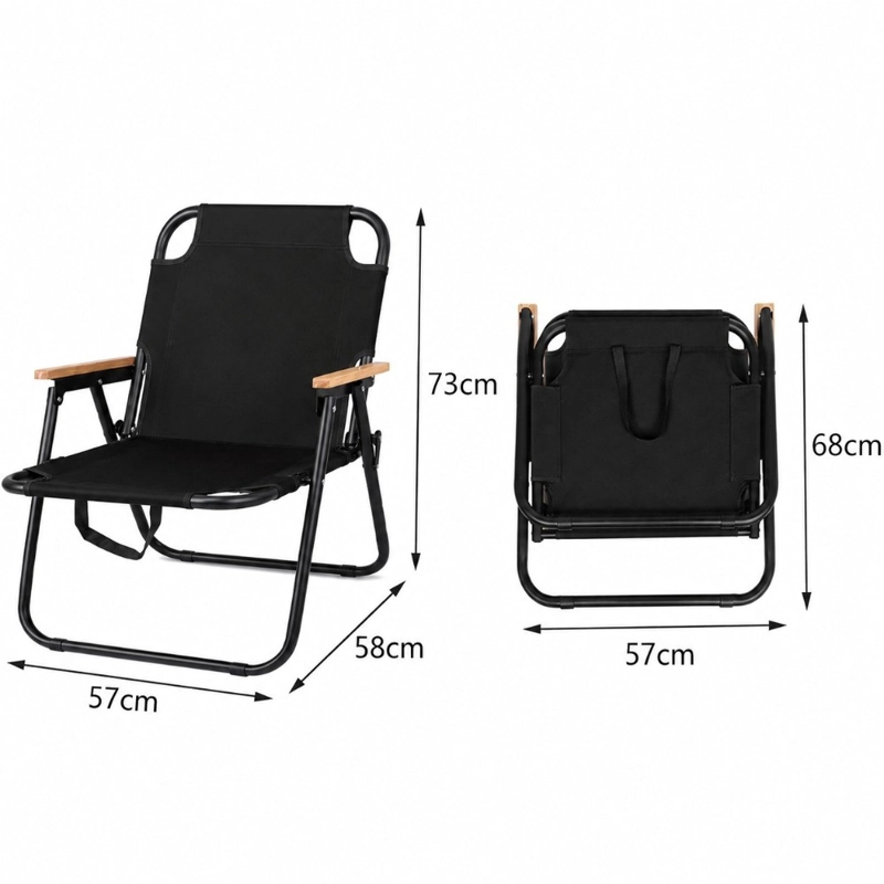 SILLA PLEGABLE OUTDOOR PWRFITNESS NEGRA PARA CAMPING PLAYA TERRAZA Y PICNIC - 2