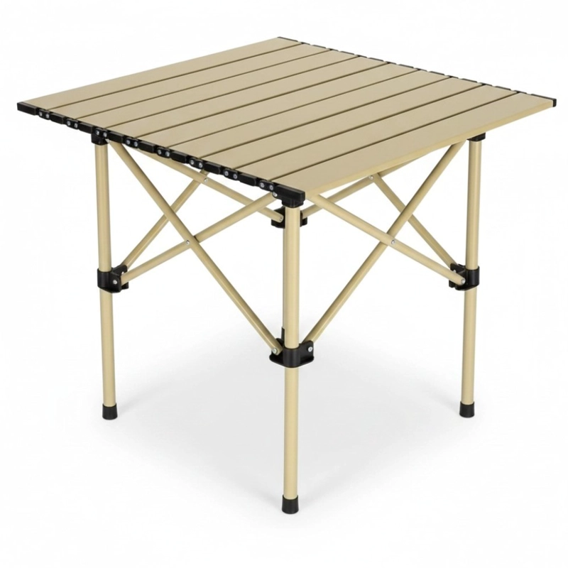 MESA PLEGABLE CAMPING PWRFITNESS BEIGE PORTATIL TIPO ROLL TOP - 1