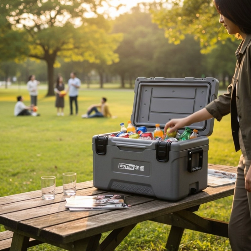 COOLER CONSERVADORA PWRFITNESS 45 LITROS GRIS PORTATIL PARA CAMPING Y PICNIC HS911A - 3
