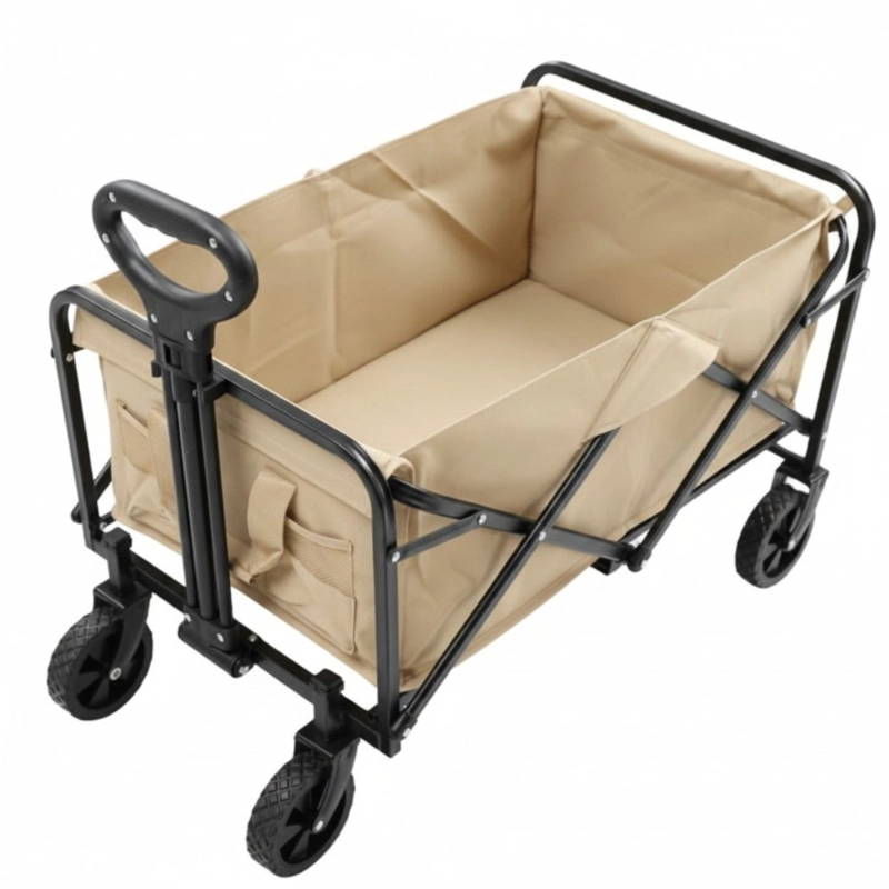 CARRO PLEGABLE PWRFITNESS BEIGE 89X75X49 CM CON RUEDAS Y MANGO DE ARRASTRE - 3